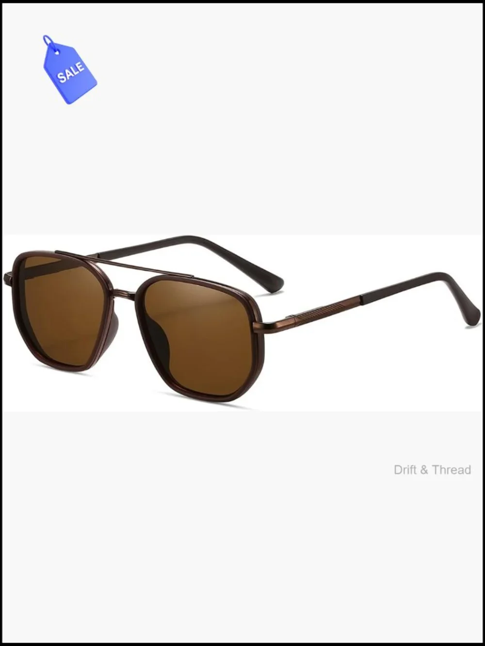 Retro Square Aviator Sunglasses Polarized UV400 Metal Frame